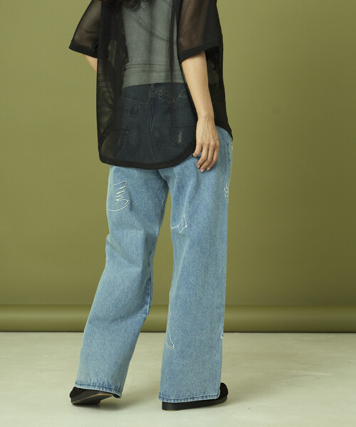 セール】Freada/フリーダ チェーンステッチ ワイドデニム（デニム