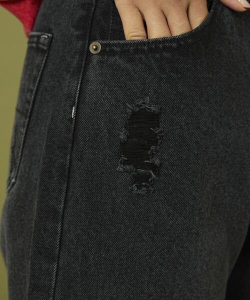 Freada（フリーダ）の「Freada/フリーダ チェーンステッチ ワイドデニム（デニムパンツ・レディース・ブラック/ブルー・ONE SIZE）」の22枚目の写真