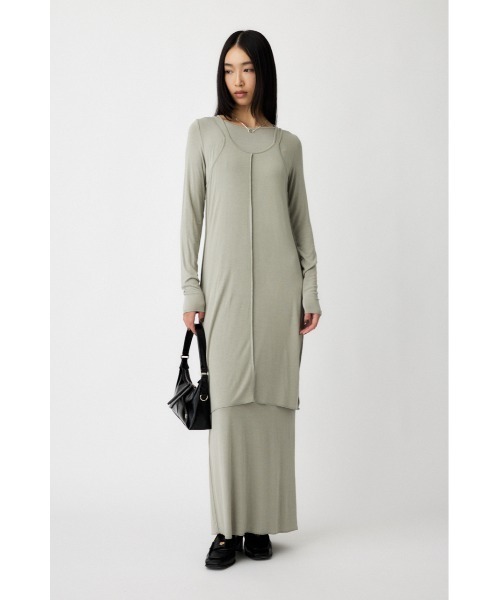 MOUSSY(マウジー)の「LAYER CUT ドレス(ワンピース・レディース・ライトブラック/ライトカーキ・1/2)」の1枚目の写真