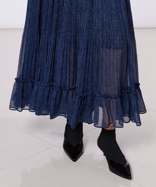 DOUBLE STANDARD CLOTHING(ダブルスタンダードクロージング)の「デニムプリントシフォンスカート(スカート・レディース・ブルー・36/38)」の2枚目の写真