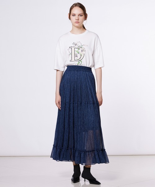 DOUBLE STANDARD CLOTHING(ダブルスタンダードクロージング)の「デニムプリントシフォンスカート(スカート・レディース・ブルー・36/38)」の4枚目の写真