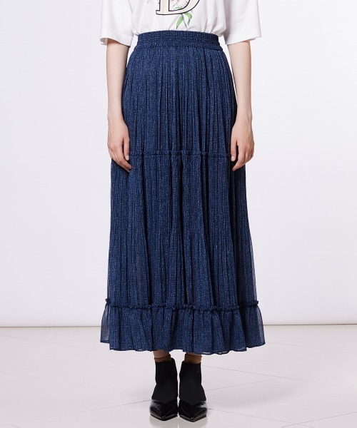 DOUBLE STANDARD CLOTHING(ダブルスタンダードクロージング)の「デニムプリントシフォンスカート(スカート・レディース・ブルー・36/38)」の6枚目の写真
