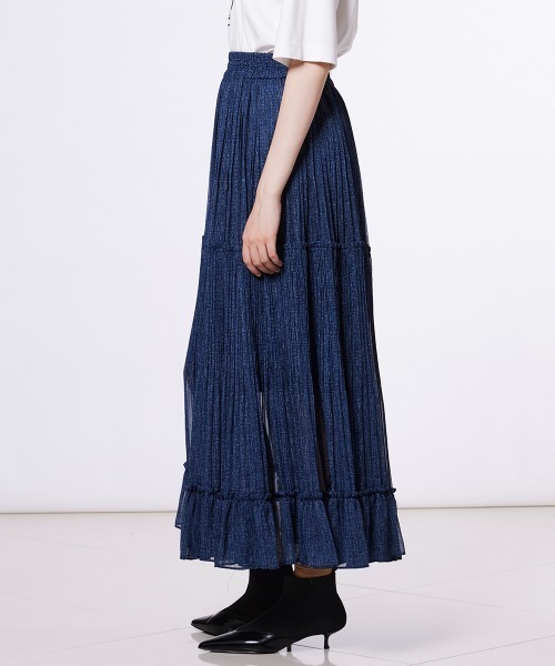 DOUBLE STANDARD CLOTHING(ダブルスタンダードクロージング)の「デニムプリントシフォンスカート(スカート・レディース・ブルー・36/38)」の7枚目の写真