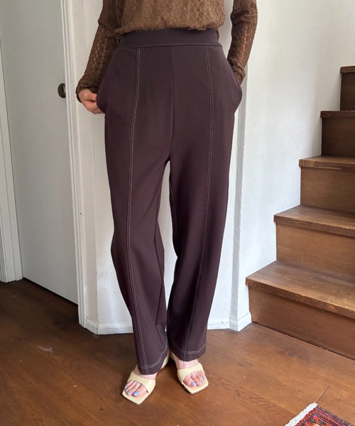 FUULLY STUDIO(フーリィーステューディオ)の「配色ステッチコクーンパンツ(スウェットパンツ・レディース・ブラウン/グレー/チャコールグレー・FREE)」の19枚目の写真