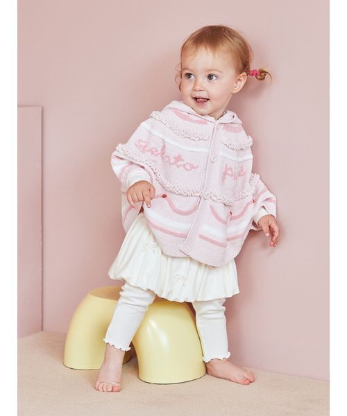 gelato pique（ジェラートピケ）の「【BABY】エアリーモココホイップケーキポンチョ（その他ベビーウェア・キッズ・オフホワイト/ピンク・80）」の4枚目の写真