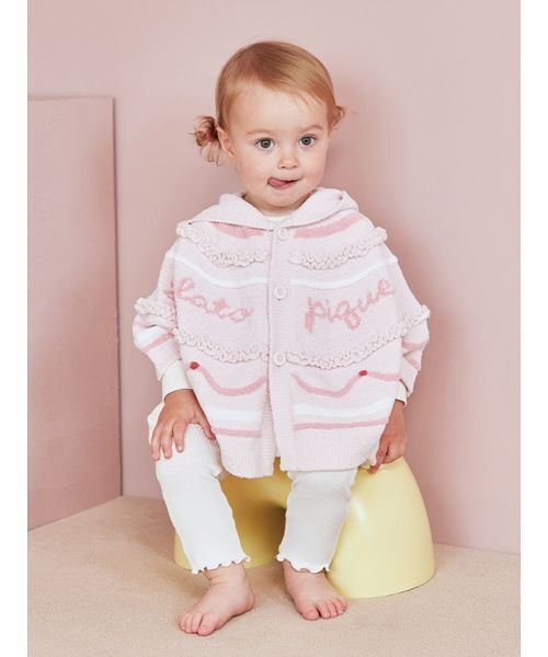 gelato pique（ジェラートピケ）の「【BABY】エアリーモココホイップケーキポンチョ（その他ベビーウェア・キッズ・オフホワイト/ピンク・80）」の5枚目の写真