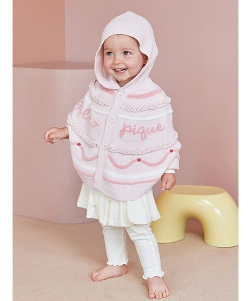 gelato pique（ジェラートピケ）の「【BABY】エアリーモココホイップケーキポンチョ（その他ベビーウェア・キッズ・オフホワイト/ピンク・80）」の6枚目の写真