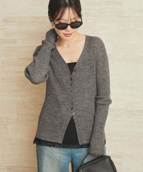 RIB BUTTON カーディガン（カーディガン/ボレロ）｜Plage