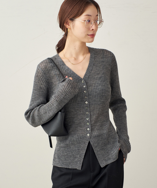 値下げ可　RIB BUTTON カーディガン　Plage プラージュ　新品 RIB BUTTON カーディガン（カーディガン/ボレロ）｜Plage（プラージュ