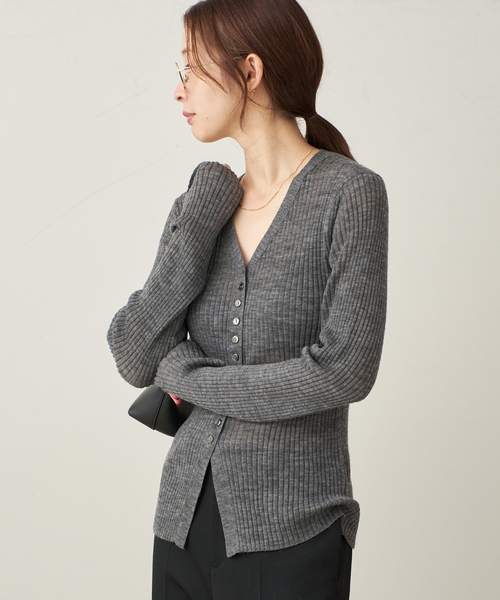 値下げ可　RIB BUTTON カーディガン　Plage プラージュ　新品 RIB BUTTON カーディガン（カーディガン/ボレロ）｜Plage（プラージュ