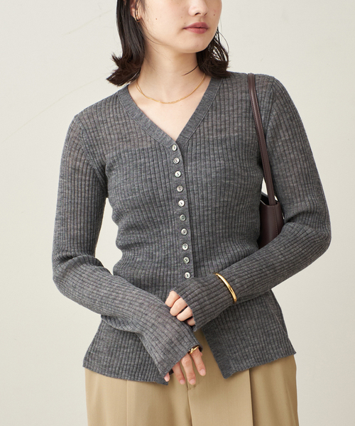 値下げ可　RIB BUTTON カーディガン　Plage プラージュ　新品 RIB BUTTON カーディガン（カーディガン）｜Plage（プラージュ）の通販