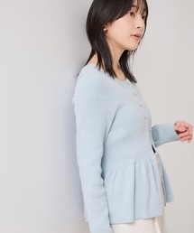 ボレロカーディガン　サックス セール】 〈手洗い可能〉7G ウール カシミヤ Vネック