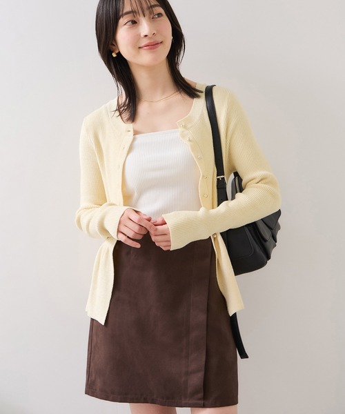 VIS(ビス)の「ペプラム切替モールニットカーディガン/イージーケア(カーディガン/ボレロ・レディース・チャコールグレー/サックスブルー/ホワイト系その他/イエロー系その他2/ダークブラウン・FREE)」の5枚目の写真