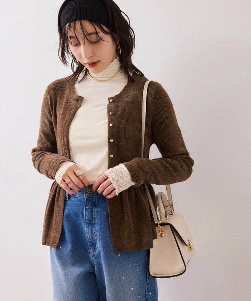 VIS(ビス)の「ペプラム切替モールニットカーディガン/イージーケア(カーディガン/ボレロ・レディース・チャコールグレー/サックスブルー/ホワイト系その他/イエロー系その他2/ダークブラウン・FREE)」の14枚目の写真