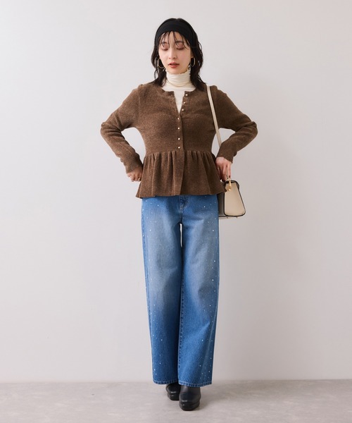 VIS(ビス)の「ペプラム切替モールニットカーディガン/イージーケア(カーディガン/ボレロ・レディース・チャコールグレー/サックスブルー/ホワイト系その他/イエロー系その他2/ダークブラウン・FREE)」の12枚目の写真