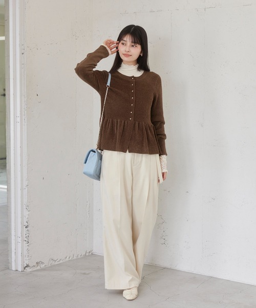 VIS(ビス)の「ペプラム切替モールニットカーディガン/イージーケア(カーディガン/ボレロ・レディース・チャコールグレー/サックスブルー/ホワイト系その他/イエロー系その他2/ダークブラウン・FREE)」の17枚目の写真