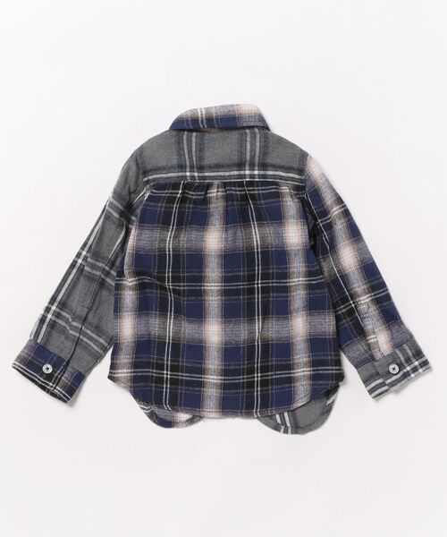 Tappet（タペット）の「チェック切り替えシャツ（シャツ/ブラウス・キッズ・ネイビー・100cm/110cm/120cm/130cm/140cm/150cm/160cm/90cm）」の2枚目の写真
