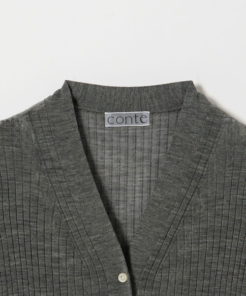 conte（コンテ）の「＜conte＞シアー リブ Vネックカーディガン