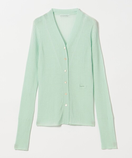 〈conte〉シアーリブVネックカーディガン Rico conte＞シアー リブ Vネックカーディガン