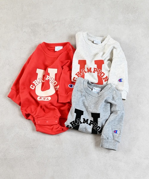 MARKEY'S(マーキーズ)の「【Champion】別注フロッキーロゴロンパース(ロンパース・キッズ・杢グレー/レッド/キナリ・70/80)」の4枚目の写真