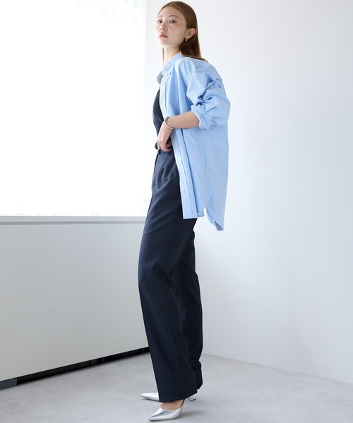 etre pret（エトレプレ）の「裾上げ不要 マイクロチェックストレートパンツ ※セットアップ可（スーツパンツ・レディース・ネイビー/グレー・7号/9号/11号/13号）」の3枚目の写真