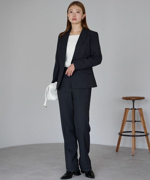 etre pret（エトレプレ）の「裾上げ不要 マイクロチェックストレートパンツ ※セットアップ可（スーツパンツ・レディース・ネイビー/グレー・7号/9号/11号/13号）」の15枚目の写真