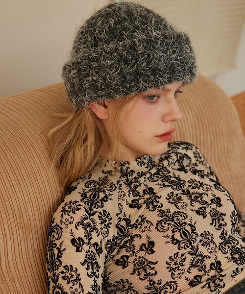 SANSeLF(サンセルフ)の「【SANSeLF】 シャギーニットキャップ ボリュームフォルム ルーズフィット saa25a088(ニットキャップ/ビーニー・レディース・グレー/ブルー/ブラウン・FREE)」の1枚目の写真