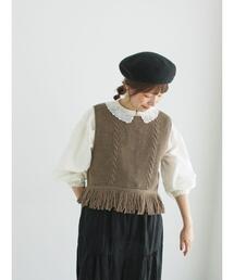 新品⭐︎ TSUHARU by SM2 チュール前後着裾レースベスト　ブラック TSUHARU by Samansa Mos2（ツハルバイサマンサモスモス）の