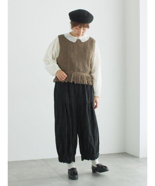 TSUHARU by Samansa Mos2（ツハルバイサマンサモスモス）の「裾フリンジ前後着ニットベスト（ベスト・レディース・ベージュ/ブラウン/ブラック・F）」の8枚目の写真