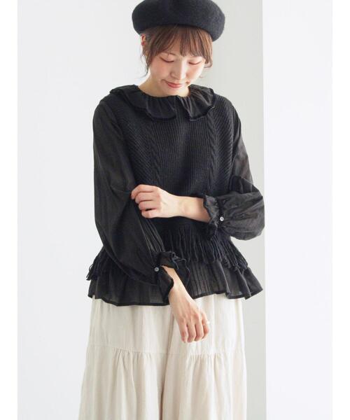 TSUHARU by Samansa Mos2（ツハルバイサマンサモスモス）の「裾フリンジ前後着ニットベスト（ベスト・レディース・ベージュ/ブラウン/ブラック・F）」の14枚目の写真