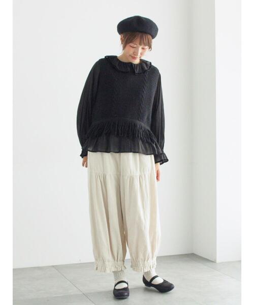 TSUHARU by Samansa Mos2（ツハルバイサマンサモスモス）の「裾フリンジ前後着ニットベスト（ベスト・レディース・ベージュ/ブラウン/ブラック・F）」の18枚目の写真