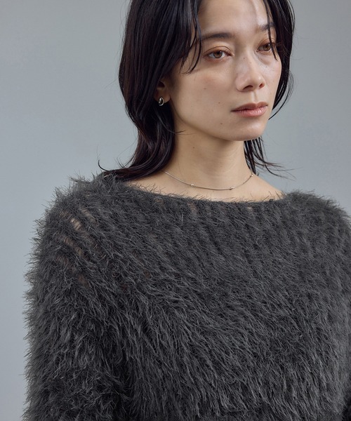 SALON adam et rope'（サロン アダム エ ロペ）の「シアーシャギーニットプルオーバー（ニット/セーター・レディース・ベージュ系その他/チャコールグレー/オフホワイト・FREE）」の11枚目の写真