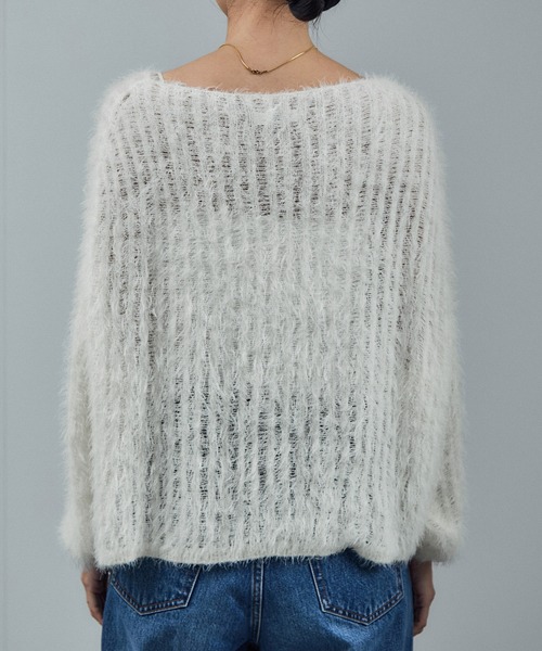 SALON adam et rope'（サロン アダム エ ロペ）の「シアーシャギーニットプルオーバー（ニット/セーター・レディース・ベージュ系その他/チャコールグレー/オフホワイト・FREE）」の19枚目の写真