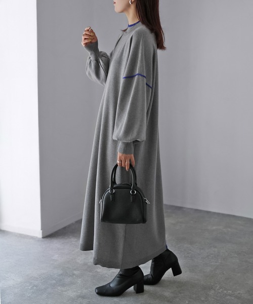 Riberry（リベリー）の「配色ニットロングワンピース（ワンピース・レディース・ブラック/グレー/ライトグレー・MEDIUM）」の11枚目の写真