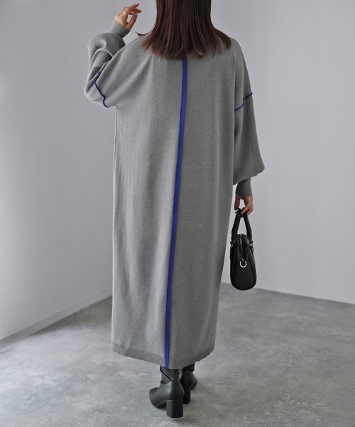 Riberry（リベリー）の「配色ニットロングワンピース（ワンピース・レディース・ブラック/グレー/ライトグレー・MEDIUM）」の12枚目の写真