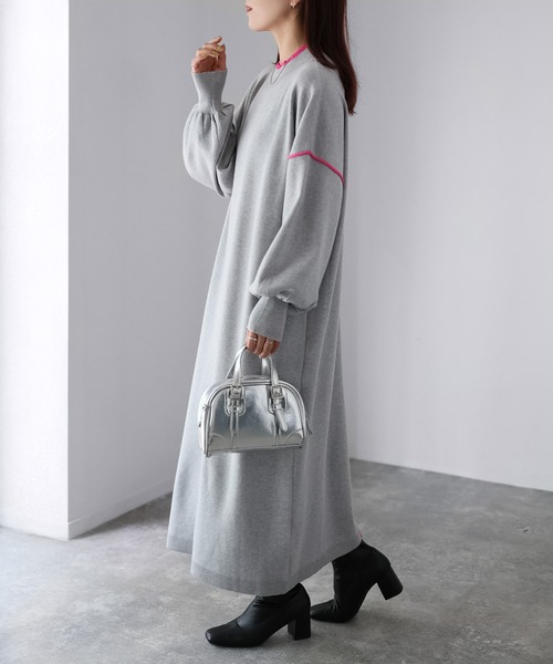 Riberry（リベリー）の「配色ニットロングワンピース（ワンピース・レディース・ブラック/グレー/ライトグレー・MEDIUM）」の18枚目の写真