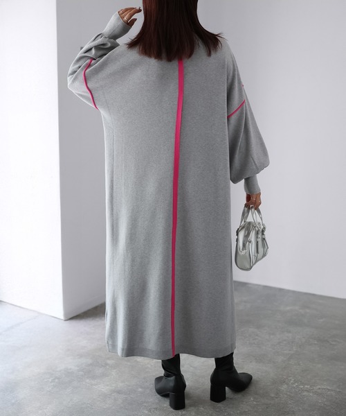 Riberry（リベリー）の「配色ニットロングワンピース（ワンピース・レディース・ブラック/グレー/ライトグレー・MEDIUM）」の19枚目の写真