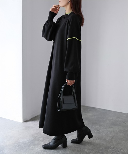 Riberry（リベリー）の「配色ニットロングワンピース（ワンピース・レディース・ブラック/グレー/ライトグレー・MEDIUM）」の22枚目の写真