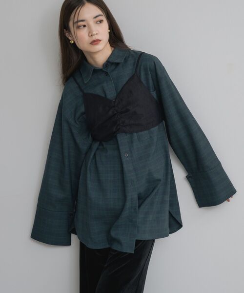 kivi（キヴィ）の「オーバーサイズチェックシャツ（シャツ/ブラウス・レディース・グレー系その他2/グリーン系その他2・FREE）」の2枚目の写真