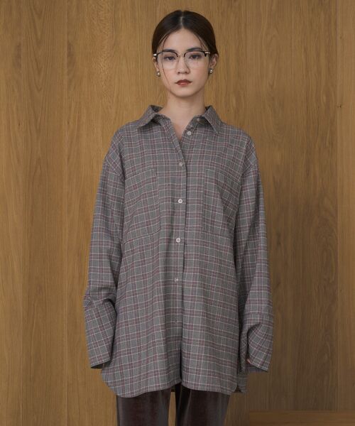 kivi（キヴィ）の「オーバーサイズチェックシャツ（シャツ/ブラウス・レディース・グレー系その他2/グリーン系その他2・FREE）」の7枚目の写真