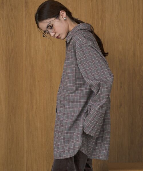 kivi（キヴィ）の「オーバーサイズチェックシャツ（シャツ/ブラウス・レディース・グレー系その他2/グリーン系その他2・FREE）」の8枚目の写真
