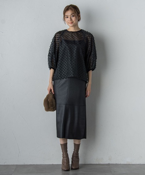 Droite lautreamont（ドロワットロートレアモン）の「マシュマロコーティングスカート≪手洗い可能≫（スカート・レディース・ブラック/ブラウン・M）」の15枚目の写真