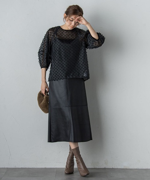 Droite lautreamont（ドロワットロートレアモン）の「マシュマロコーティングスカート≪手洗い可能≫（スカート・レディース・ブラック/ブラウン・M）」の16枚目の写真