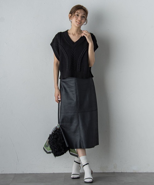 Droite lautreamont（ドロワットロートレアモン）の「マシュマロコーティングスカート≪手洗い可能≫（スカート・レディース・ブラック/ブラウン・M）」の18枚目の写真