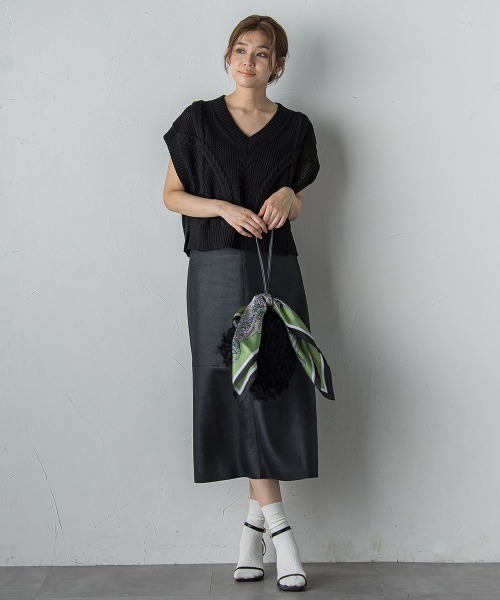 Droite lautreamont（ドロワットロートレアモン）の「マシュマロコーティングスカート≪手洗い可能≫（スカート・レディース・ブラック/ブラウン・M）」の19枚目の写真