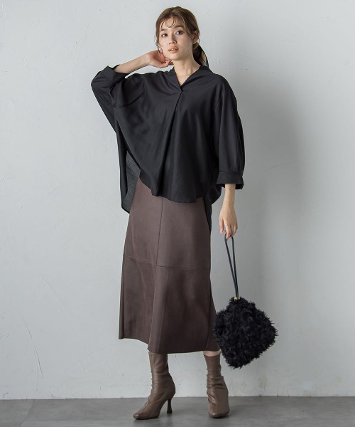 Droite lautreamont（ドロワットロートレアモン）の「マシュマロコーティングスカート≪手洗い可能≫（スカート・レディース・ブラック/ブラウン・M）」の3枚目の写真