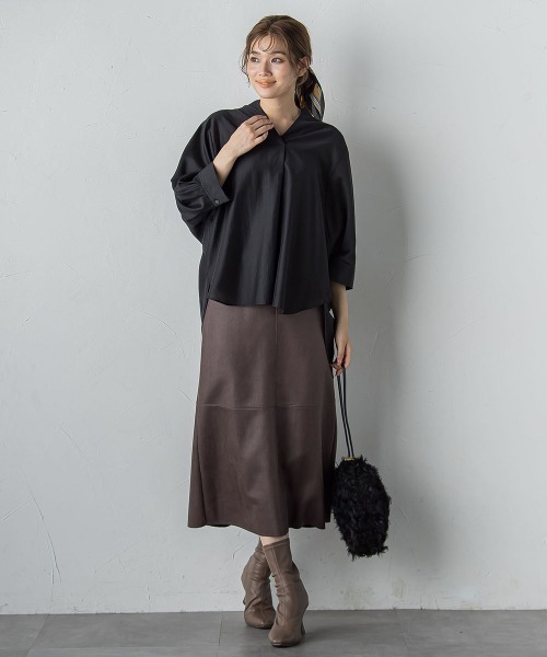 Droite lautreamont（ドロワットロートレアモン）の「マシュマロコーティングスカート≪手洗い可能≫（スカート・レディース・ブラック/ブラウン・M）」の4枚目の写真