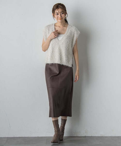 Droite lautreamont（ドロワットロートレアモン）の「マシュマロコーティングスカート≪手洗い可能≫（スカート・レディース・ブラック/ブラウン・M）」の8枚目の写真