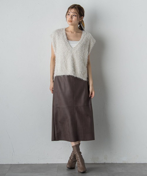 Droite lautreamont（ドロワットロートレアモン）の「マシュマロコーティングスカート≪手洗い可能≫（スカート・レディース・ブラック/ブラウン・M）」の9枚目の写真