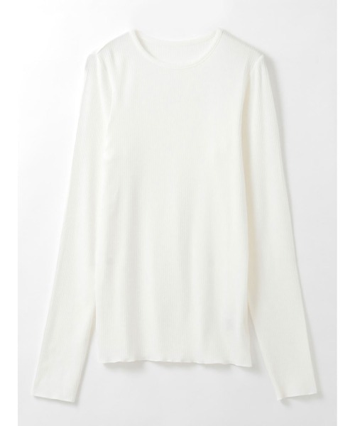 HER.（ハー）の「カシミヤシルクブレンドシアーテレコPO（Tシャツ/カットソー・レディース・オフホワイト/ライトグレー・フリー）」の2枚目の写真